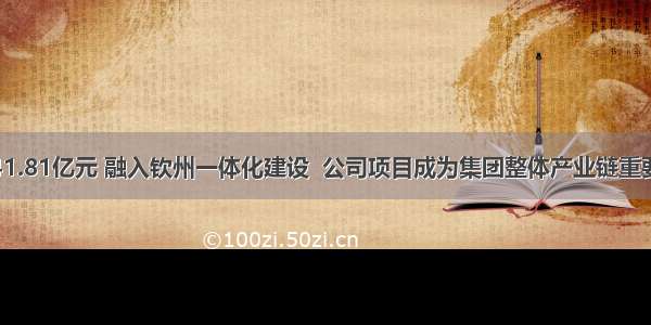 投资41.81亿元 融入钦州一体化建设  公司项目成为集团整体产业链重要一环