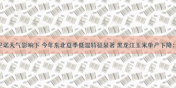 在弱厄尔尼诺天气影响下 今年东北夏季低温特征显著 黑龙江玉米单产下降；同时 吉林