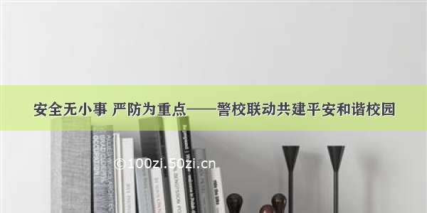 安全无小事 严防为重点——警校联动共建平安和谐校园