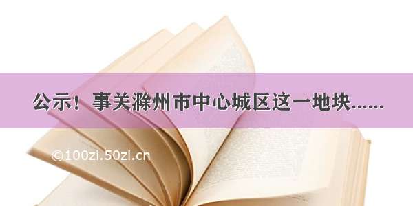 公示！事关滁州市中心城区这一地块......