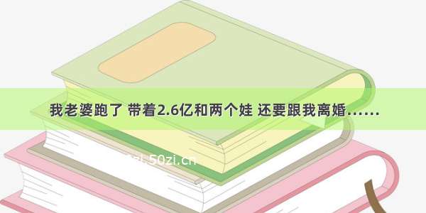 我老婆跑了 带着2.6亿和两个娃 还要跟我离婚……