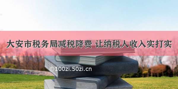 大安市税务局减税降费 让纳税人收入实打实