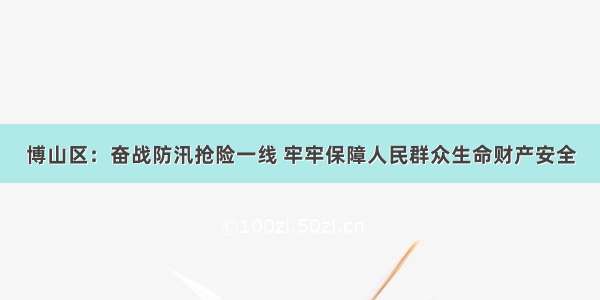 博山区：奋战防汛抢险一线 牢牢保障人民群众生命财产安全