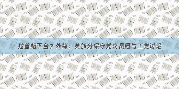 拉首相下台？外媒：英部分保守党议员愿与工党讨论