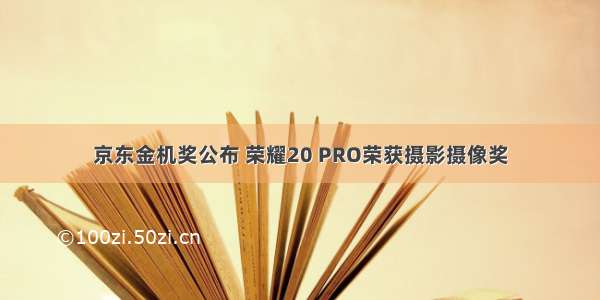 京东金机奖公布 荣耀20 PRO荣获摄影摄像奖