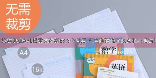 放弃奥迪A6L提雷克萨斯ES 3个月后 车主详细说了缺点和小毛病！