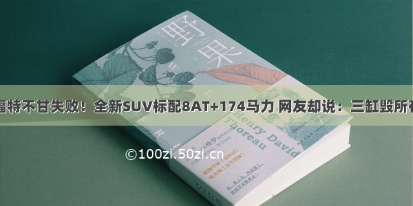 福特不甘失败！全新SUV标配8AT+174马力 网友却说：三缸毁所有