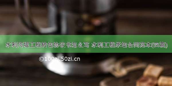 水利河堤工程转包协议书怎么写 水利工程承包合同范本(四篇)