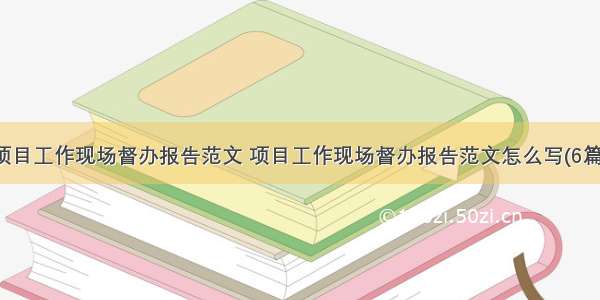 项目工作现场督办报告范文 项目工作现场督办报告范文怎么写(6篇)