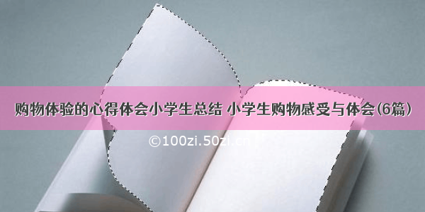 购物体验的心得体会小学生总结 小学生购物感受与体会(6篇)