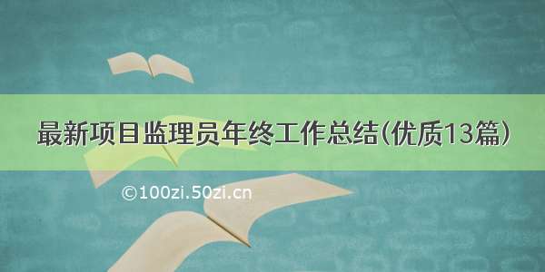 最新项目监理员年终工作总结(优质13篇)