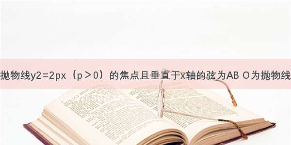 单选题过抛物线y2=2px（p＞0）的焦点且垂直于x轴的弦为AB O为抛物线顶点 则∠