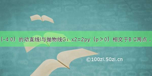 已知过点A（-4 0）的动直线l与抛物线G：x2=2py（p＞0）相交于B C两点．当直线l的斜