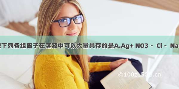 单选题下列各组离子在溶液中可以大量共存的是A.Ag+ NO3－ Cl－ Na+B.Na