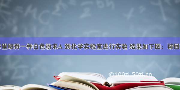 小明在厨房里取得一种白色粉末A 到化学实验室进行实验 结果如下图：请回答下列问题