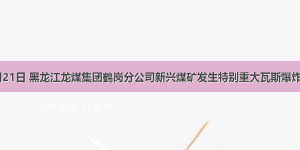 11月21日 黑龙江龙煤集团鹤岗分公司新兴煤矿发生特别重大瓦斯爆炸事故