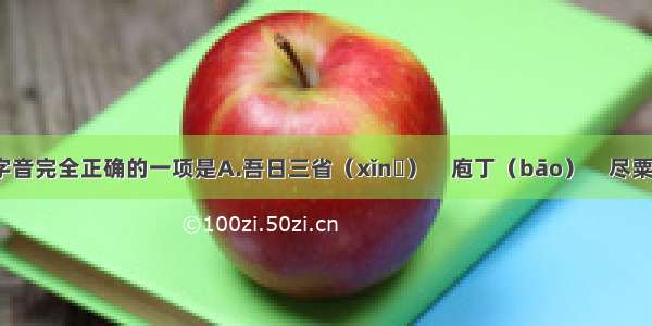 下列划线字音完全正确的一项是A.吾日三省（xǐnɡ）　庖丁（bāo）　尽粟一石（sù）