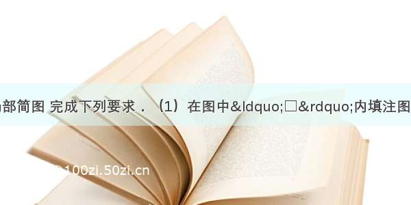 读我国南方地区局部简图 完成下列要求．（1）在图中“□”内填注图示地区所临海洋的