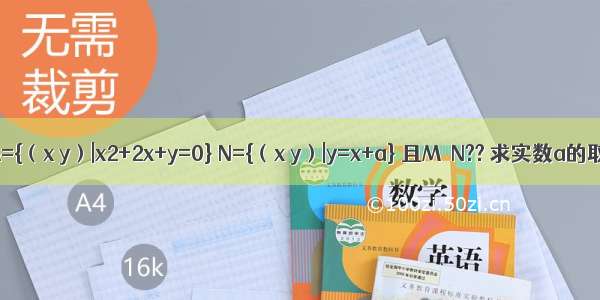 已知集合M={（x y）|x2+2x+y=0} N={（x y）|y=x+a} 且M∩N?? 求实数a的取值范围．