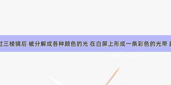 太阳光通过三棱镜后 被分解成各种颜色的光 在白屏上形成一条彩色的光带 颜色依次是