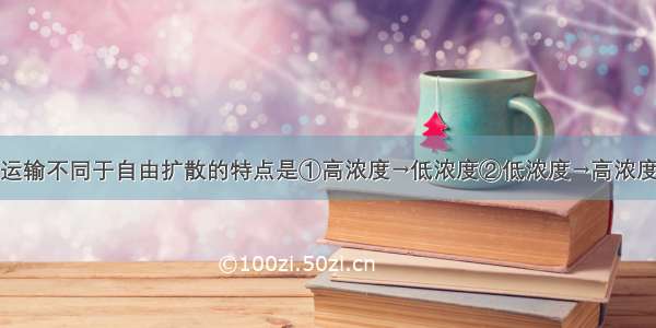 单选题主动运输不同于自由扩散的特点是①高浓度→低浓度②低浓度→高浓度③需要载体