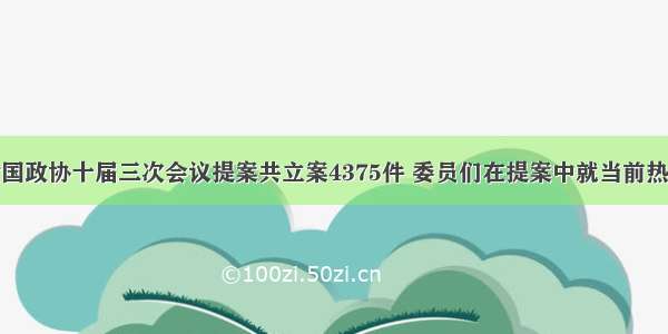 单选题全国政协十届三次会议提案共立案4375件 委员们在提案中就当前热点问题提