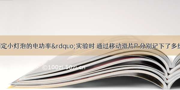 小强做“测定小灯泡的电功率”实验时 通过移动滑片P 分别记下了多组对应的电压表和