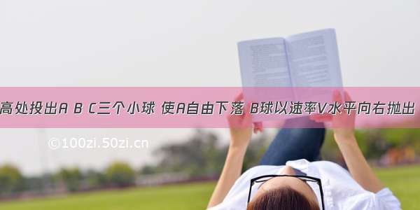 从高地面H高处投出A B C三个小球 使A自由下落 B球以速率V水平向右抛出 C球以速率