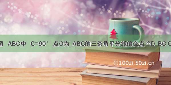 已知：如图 △ABC中 ∠C=90° 点O为△ABC的三条角平分线的交点 OD⊥BC OE⊥AC O