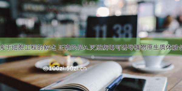 单选题下列关于细胞工程的叙述 正确的是A.灭活病毒可诱导植物原生质体融合或动物细胞