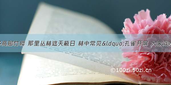 我国某地区民居多高脚竹楼 那里丛林遮天蔽日 林中常见“孔雀开屏 大象戏水”的趣景