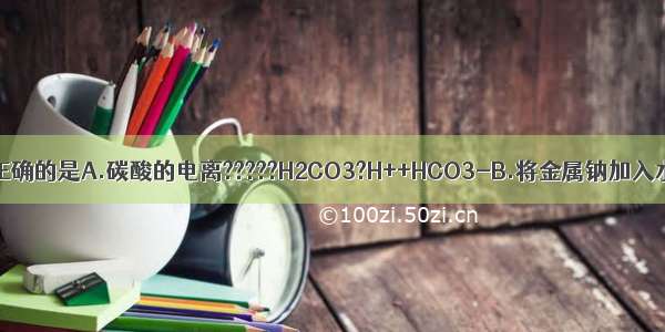 下列离子方程式正确的是A.碳酸的电离?????H2CO3?H++HCO3-B.将金属钠加入水中??????Na+