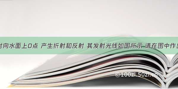 一束光斜射向水面上O点 产生折射和反射 其发射光线如图所示 请在图中作出此光线的