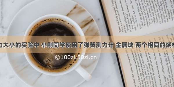 在探究浮力大小的实验中 小刚同学使用了弹簧测力计 金属块 两个相同的烧杯（分别装