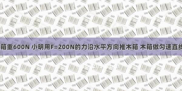 如图所示 木箱重600N 小明用F=200N的力沿水平方向推木箱 木箱做匀速直线运动．当推