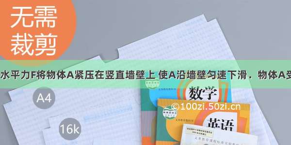 如图所示 用水平力F将物体A紧压在竖直墙壁上 使A沿墙壁匀速下滑．物体A受到的摩擦力