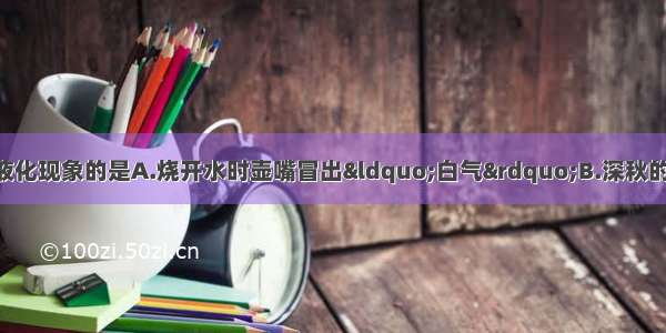 下列实例中不属于液化现象的是A.烧开水时壶嘴冒出“白气”B.深秋的早晨 草上出现的露