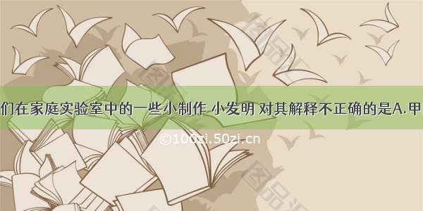 下列是同学们在家庭实验室中的一些小制作 小发明 对其解释不正确的是A.甲图中用圆珠