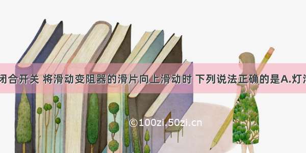 如图所示 闭合开关 将滑动变阻器的滑片向上滑动时 下列说法正确的是A.灯泡变亮B.电