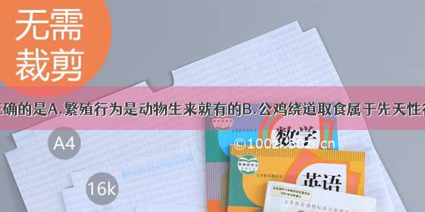 下列说法中正确的是A.繁殖行为是动物生来就有的B.公鸡绕道取食属于先天性行为C.学习行