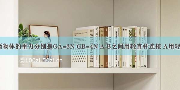 如图所示 两物体的重力分别是GA=2N GB=4N A B之间用轻直杆连接 A用轻弹簧悬挂在