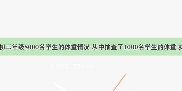 为了解某市初三年级8000名学生的体重情况 从中抽查了1000名学生的体重 就这个问题来