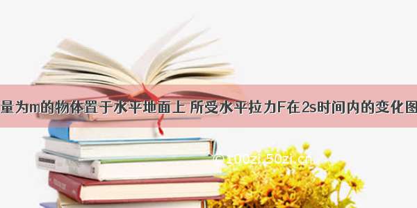 如图所示 质量为m的物体置于水平地面上 所受水平拉力F在2s时间内的变化图象如图甲所