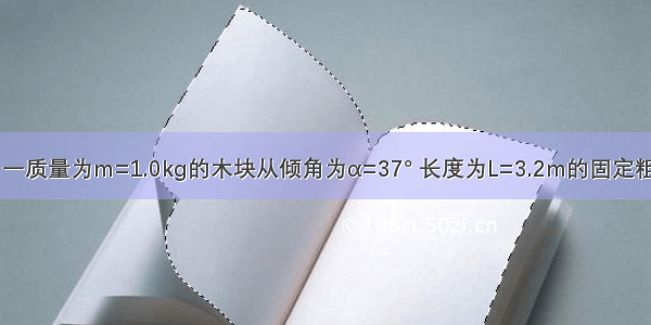 如图甲所示 一质量为m=1.0kg的木块从倾角为α=37° 长度为L=3.2m的固定粗糙斜面顶端