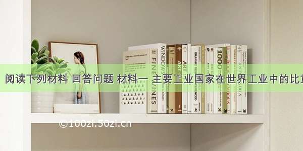 （14分）阅读下列材料 回答问题 材料一 主要工业国家在世界工业中的比重（%） 材