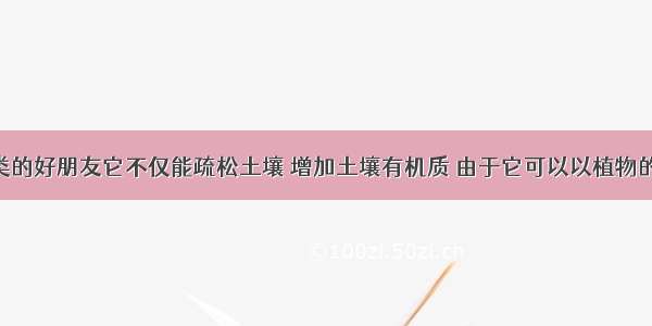 蚯蚓是人类的好朋友它不仅能疏松土壤 增加土壤有机质 由于它可以以植物的枯枝落叶 