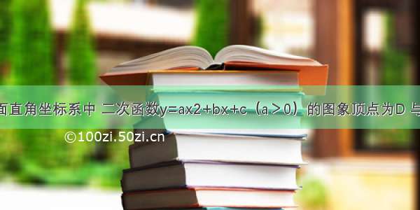 如图1 在平面直角坐标系中 二次函数y=ax2+bx+c（a＞0）的图象顶点为D 与y轴交于点C