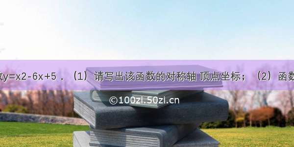 已知二次函数y=x2-6x+5．（1）请写出该函数的对称轴 顶点坐标；（2）函数图象与x轴交