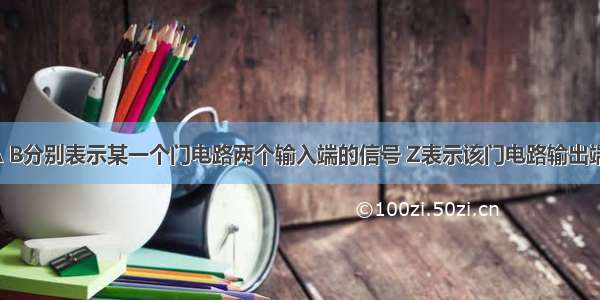 如图所示A B分别表示某一个门电路两个输入端的信号 Z表示该门电路输出端的信号 则