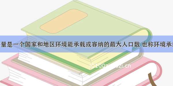 环境人口容量是一个国家和地区环境能承载或容纳的最大人口数 也称环境承栽力 据此回